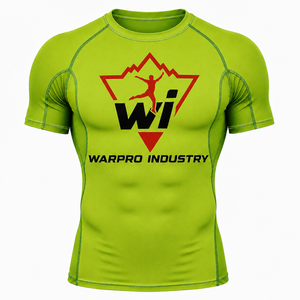 Warpro Industry Men's Short Sleeve Rash Guard <b>Compression</b> <b>Shirt</b> Quick Dry Printed Sport Top Green - Product Image 1
