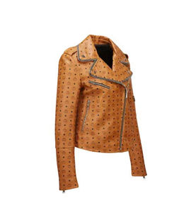 Stylish Women's PU Leather <b>Jacket</b> Embossed Dot Pattern Zipper Closure Turn-down Collar Autumn Style Slim Fit Regular Length - Product Image 3