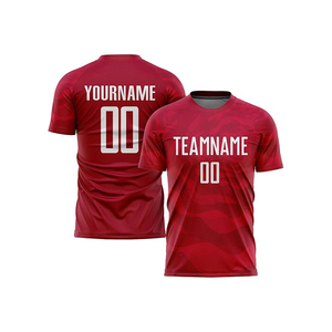 Custom Sublimated <b>Soccer</b> Uniform Set Men Red Short Sleeve V-neck Breathable Quick Dry Anti-Bacterial 100% Polyester Teamwear - Product Image 2