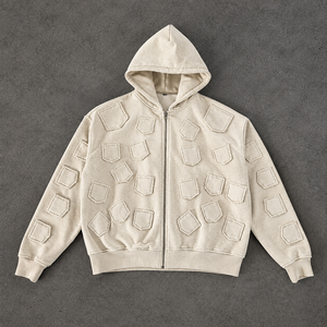 Hoodie streetwear d'hiver personnalisé, entièrement zippé, en polaire oversize, impression numérique, fabricant de marques privées pour les marques de vêtements PK - Product Image 3