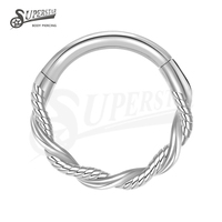 Perhiasan Tindik Tubuh SUPERSTAR 316L Baja Tahan Karat Model Engsel Segmen Desain Tali Pilin untuk Septum, Hidung, Daith, Helix