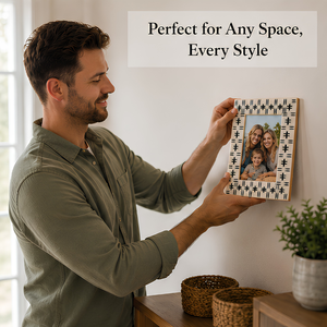 Decorative Wooden Photo <b>Frame</b> Geometric Pattern Family <b>Picture</b> <b>Frame</b> Elegant Tabletop <b>Frame</b> for Home office Living Room Decor - Product Image 4