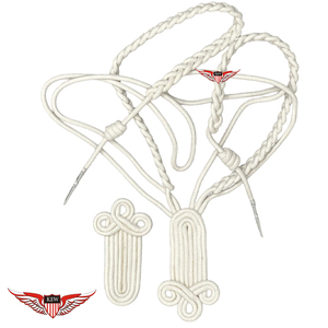 Aiguillette blanche torsadée avec cordons d'épaule et pointe argentée métallique - Product Image 1