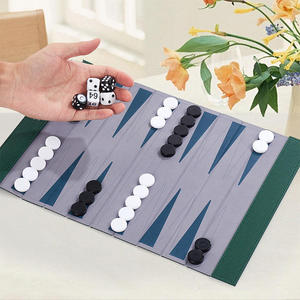 Custom Logo High Quality Travel <b>Board</b> Game Set Portable Tournament Chess <b>Backgammon</b> PU Leather Kids Adults Classic Roll-Up Suede - Product Image 2