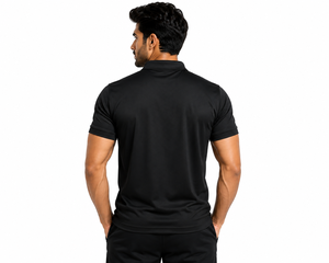 Polo personnalisé uni noir pour homme, séchage rapide, respirant, en polyester, pour le golf, uniforme d'entreprise, polo promotionnel avec logo personnalisé - Product Image 3