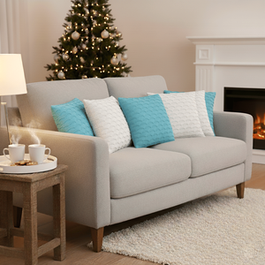 SOGA Lot de 6 housses de coussin décoratives à bords festonnés de 45 cm, 3 menthe douce et 3 blanc pur, pour canapé, chambre et salon - Product Image 6