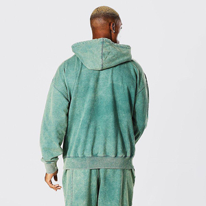 Sweat à capuche vintage épais 100 % coton imperméable pour homme, coupe oversize, délavé à l'acide, uni, imprimé, en polaire pour l'hiver, taille XS - Product Image 2