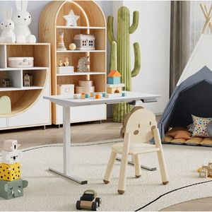 Scrivania Elettrica Regolabile in Altezza con Telaio Bianco, Postazione di Lavoro per Casa e Ufficio, Scrivania Sit-Stand - Product Image 1