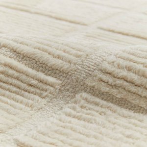 Neutral Ivory Textured Grid Rug Contemporary Minimalist Carpet Luxury Hand Tufted Area Rug for Living Room Bedroom Office Decor - Product Image 3