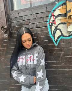 Custom Men's Winter <b>Y2K</b> Cropped Hoodie 2 Piece Set Distressed Patch Applique Embroidery Streetwear <b>Tracksuit</b> Printed - Product Image 6