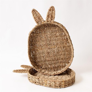 Platos de hierba marina con forma de conejo para decoración de mesas de Pascua, combo de platos de paja de hierba marina al por mayor - Product Image 1