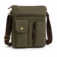 Sac messager en toile, petit format, fermeture éclair, poches avant durables avec boutons, utilisation quotidienne toutes saisons