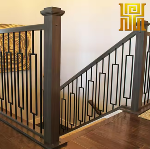 Rampe d'escalier moderne en métal noir, balustre d'escalier intérieur, garde-corps, panneau de clôture en fer forgé pour maison et villa - Product Image 3
