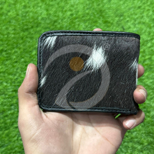 Top Quality Cowhide Leather <b>Wallet</b> Mens <b>Compact</b> Leather Card Holder Handmade Rich Organic Hair Pattern - Product Image 1
