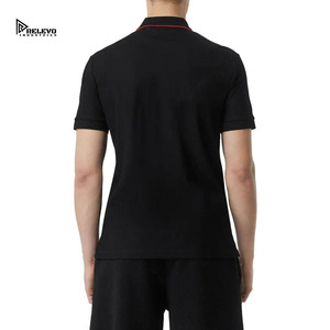 เสื้อเชิ้ตแขนสั้นผู้ชายสีดำ ยี่ห้อ RELEVO INDUSTRIES ผ้าถักเนื้อนุ่ม ระบายอากาศได้ดี ผลิตจากผ้าฝ้าย 100% สีพื้น สไตล์ลำลอง ปกคอเสื้อแบบพับได้ - Product Image 4