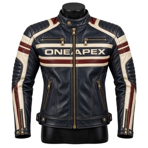 Men Leather Stand Collar <b>Jacket</b> Motorcycle <b>Racer</b> <b>Jacket</b> Custom Motorcycle Leather <b>Jacket</b> Wholesale Manufacture - Product Image 1