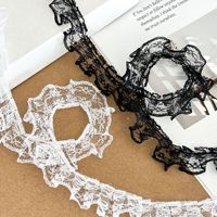 Ruban plissé à volants en dentelle florale noire et blanche en gros pour la confection de robes, vêtements, costumes et projets de bricolage