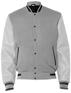 <b>Men's</b> <b>Canvas</b> Varsity Letterman <b>Jacket</b> with Faux Leather Sleeves Custom Front Logo Baseball Bomber Style - Product Image 2