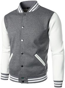 Chaqueta Deportiva Gris Blanca para Hombre, Corte Regular, Cierre de Botones, Estilo Casual, Chaquetas de Invierno al por Mayor - Product Image 4
