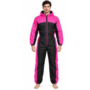 Combinaison de travail jetable pour homme, rose et noire, avec capuche, imperméable, fluorescente, résistante aux acides, grande taille, pour usage industriel - Product Image 4
