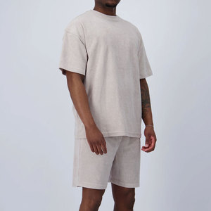 Conjunto de Camisa y Pantalón Corto de Verano Formal con Logotipo Personalizado, Diseño de Cuello Redondo, Venta al por Mayor, Cómodo, Tela de Rizo de 300 g, Conjunto de Dos Piezas para Hombre - Product Image 6