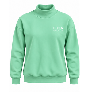 Mint Green Women <b>Turtleneck</b> Sweatshirt Long Sleeve Pullover Casual Loose Fit Fleece High Neck Winter Streetwear Top <b>Jumper</b> - Product Image 1