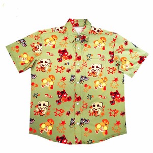 Men's Green Short Sleeve Cartoon Printed Casual <b>TShirt</b> Regular Fit Woven Fabric - Product Image 2