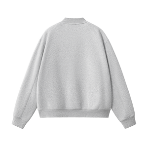 Blouson Bomber Unisexe Personnalisé en Polaire, Coupe Oversize, Entièrement Zippé, Sweat-shirt Décontracté avec Bordure Côtelée, Style Streetwear, Veste Universitaire, Vêtements OEM - Product Image 4