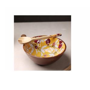 Bol de service à salade en bois avec couverts à salade bol décoratif en bois de manguier bol à fruits en bois pour comptoir de cuisine nouvel arrivage - Product Image 2