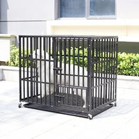 Robuster XXL Outdoor Klassischer Hundekäfig auf Rädern Großer Metall-Pulverbeschichteter Zwinger für Große Hunde Alle Jahreszeiten
