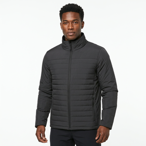 Men's <b>Slim</b> <b>Fit</b> <b>Jacket</b> Stand Collar Zipper Windproof Polyester Winter Casual Outerwear - Product Image 2