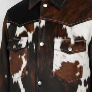 Veste de motard en cuir de vache véritable pour homme, col rabattu, fermeture éclair brodée, coupe classique, hiver, décontractée - Product Image 4