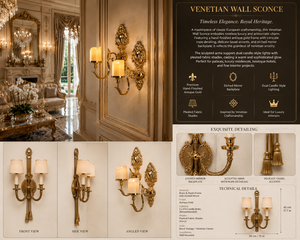 Statement Venetian Baroque Luxury <b>Wall</b> <b>Sconce</b> Decorative <b>Wall</b> <b>Light</b> with Elaborate Ornamental Mirror Detailing, Decorative Brass - Product Image 3