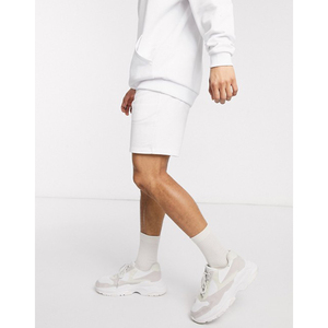 Pantalones Cortos Bermuda de Algodón Blanco para Hombre, Cintura Media, Elásticos, Casuales, de Color Sólido, Transpirables, Estilo Tejido - Product Image 2