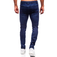 Jeans de Hombre al por Mayor de Alta Calidad, Estilo Hip Hop, Ajustados, Elásticos, Desgastados, Color Azul