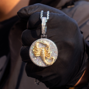 Collar Hip Hop de Oro Blanco con Colgante de Escorpión Helado, Amuleto de Insecto Animal, Cadena Cubana de Plata con Circonitas Brillantes, Joyería para Hombre Rapper - Product Image 1