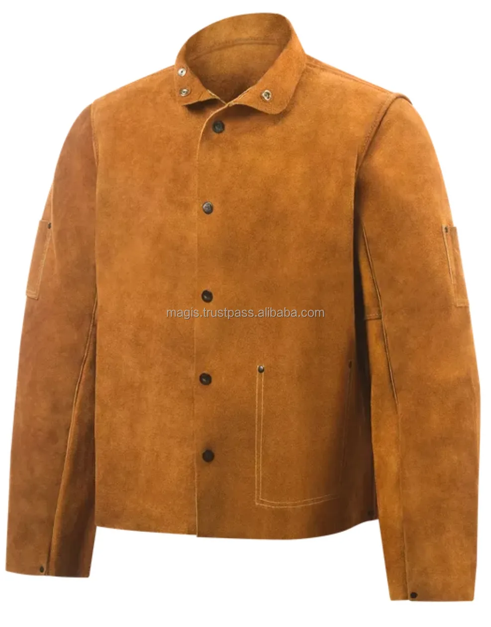 Premium Quality Leather Welding Jacket Heat Resistant Cow Split Suede Leather FR thread.