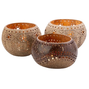 High Quality Rustic Votive Coconut <b>Shell</b> Wooden Candle Holder Wood Tea <b>Light</b> Candle Holder Votive for Center Pieces - Product Image 2