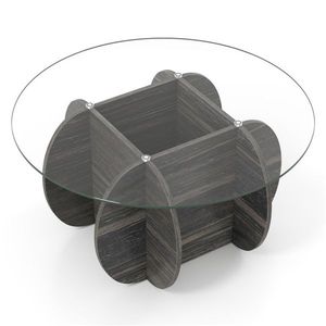 Tavolino da Cocktail Robusto in Legno, Struttura in Legno di Gomma/Compensato/MDF, Base a Croce, Capacità 100 kg, Tavolino da Caffè per Soggiorno, Marmo - Product Image 3