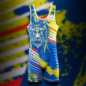 High Performance Lightweight Quick Dry Spandex/Polyester Wrestling Singlet for Men Breathable <b>Compression</b> Fit for Gym Workouts - Product Image 4
