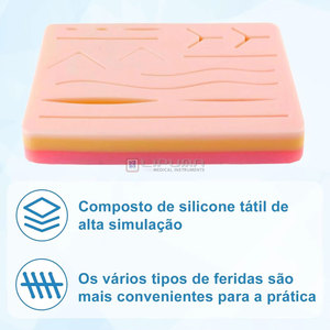 Silicone Skin Kit Medic Instruments Students <b>Nurses</b> Surgical Suture Practice <b>Pad</b> 14 Pre Cut Wounds Realistic Three Layer - Product Image 3