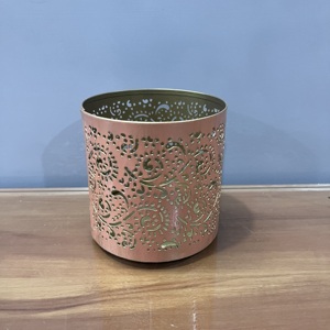 Support de bougie cylindrique en fer avec motif floral gravé, résistant à la chaleur, moderne, de haute qualité, décoration d'intérieur - Product Image 3