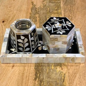 Juego de Incienso AuraPearl Signature con Incrustaciones de Madreperla, Quemador de Incienso de Lujo con Incrustaciones de Concha Iridiscente para Decoración de Interiores Contemporáneos - Product Image 4