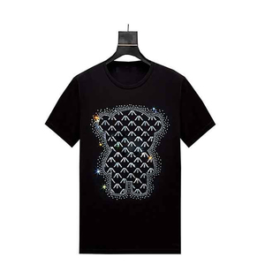 T-shirts en strass de qualité supérieure pour hommes, en coton, tricotés, décontractés, vente en gros - Product Image 1