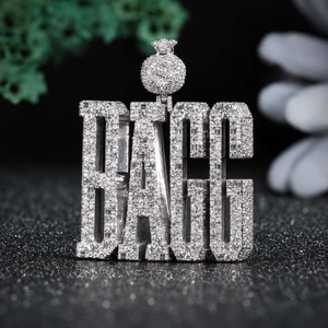 Collar con Colgante de Moissanita “RAGE” con Incrustaciones de Diamantes, Joyería de Moda Hip Hop, Letra con Pavé, Regalo de Lujo para Hombre - Product Image 3