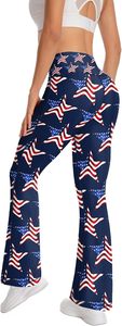 Women's Star Stripe USA Flag <b>Flared</b> Yoga Pants High Waist Bell Bottom <b>Leggings</b> - Product Image 6