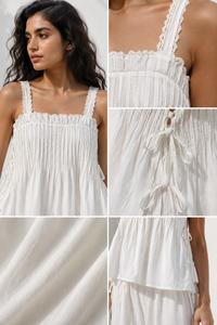 Ensemble deux pièces de qualité supérieure pour les vacances - Haut court sans manches et pantalon long ample - Vente en gros - Product Image 5