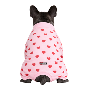 Dog Pajamas Onesie Pink Hearts Print Soft Stretch Pet Sleepwear Cozy Breathable All Season Nightwear For Small Medium Dog Indoor - Product Image 2