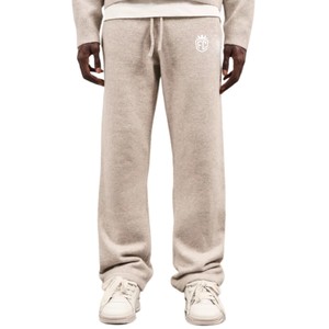 Pantalones Deportivos de Punto Beige Unisex, Pantalones de Chándal de Punto Suave, Cintura Elástica, Ropa Casual para Estar en Casa o Salir a la Calle, Cálidos para Invierno, OEM Personalizado - Product Image 6