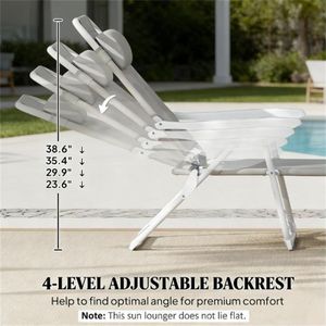 <b>Light</b> Gray Folding <b>Lounge</b> Chair for Outdoor Courtyard Sun Bathing - Product Image 4